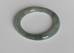 Certified Type A Green with Light Brown Patch Jade Bangle - 59mm Petite Round