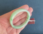 Genuine Type A Green Pattern Jadeite Bracelet - 52mm Flat