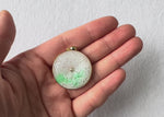 Carved Jadeite Jade Disc Pendant with Diamond