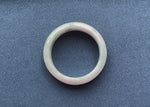 Real Natural White with Light Green Patterns Traditional Jade Bangle Bracelet - 58mm Half Moon