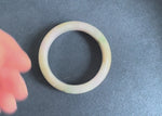 Real Grade A Pale Lavender with Green and Pale Brown Patterns Burmese Jade Bangle Bracelet - 55mm Half Moon