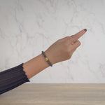 Small Grey and Black Jadeite Jade Bead Bracelet with 24k Gold Ingot - 7mm