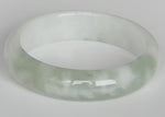 Genuine Grade A Green and White Burmese Jade Bracelet - 60mm Half Moon