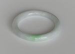 Authentic Grade A White with Apple Green Jade Bangle - 54mm Petite Round