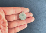 Natural Circular Jadeite Jade Pendant - Moss in Snow