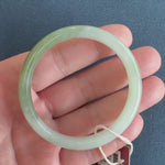 Genuine Type A Pale Green and Olive Green Jadeite Bangle - 56mm Half Moon