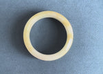 Genuine White with Brown Jadeite Bangle - 57mm Half Moon