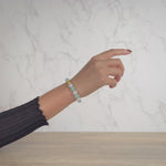 Light Green and White Jadeite Jade Bead Bracelet with 24K Gold Pixiu