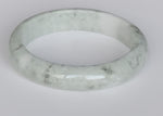 Authentic Type A Light Green with Dark Grey Patterns Burmese Jade Bangle - 67mm Half Moon