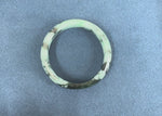 Real Grade A Light Green with Dark Green Patterns with Apple Green Specks Burma Jade Bangle - 55mm Half Moon