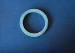 Natural Bluish Green Pattern Burmese Jade Bangle - 59mm Half Moon