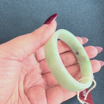 Genuine Grade A Pale Green with Green Pattern Jadeite Bangle - 52mm Flat