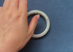 Genuine Grade A Light Grey and Light Green with Grey and Light Brown Spots Jadeite Bangle Bracelet - 62mm Half Moon
