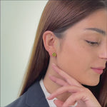 Fortune Coin – Green Jade Stud Earrings in Sterling Silver or Gold Plated Over 925