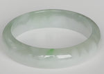 Real Grade A Green and White with Emerald Green Patterns Jadeite Jade Bangle - 63mm Half Moon