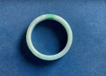 Authentic Grade A Light Grey with Emerald Green Pattern Jade Bangle Bracelet - 62mm Half Moon