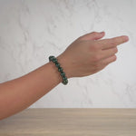 Mens Dark Green Jadeite Jade Bead Bracelet - 12mm
