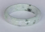 Genuine Untreated Light Green with Dark Green and Pale Lavender Patterns Burma Jade Bangle Bracelet - 58mm Half Moon