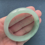 Genuine Grade A Light Green Pattern Traditional Jade Bracelet - 57mm Half Moon