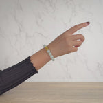 Pale Green Jadeite Jade Bead Bracelet with 24K Gold Pixiu - 10mm