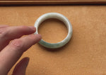 Genuine Grade A Green and White Burmese Jade Bracelet - 60mm Half Moon