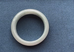 Authentic Grade A White with Pale Green Jadeite Bracelet - 58mm Half Moon