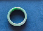 Genuine Grade A Pale Green with Light Green and Light Grey Pattern Jade Bracelet - 57mm Half Moon