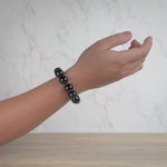 Mens Black Feicui Jade Bead Bracelet