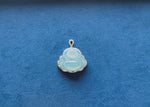 Icy White Jade Laughing Buddha Pendant in 18K White Gold