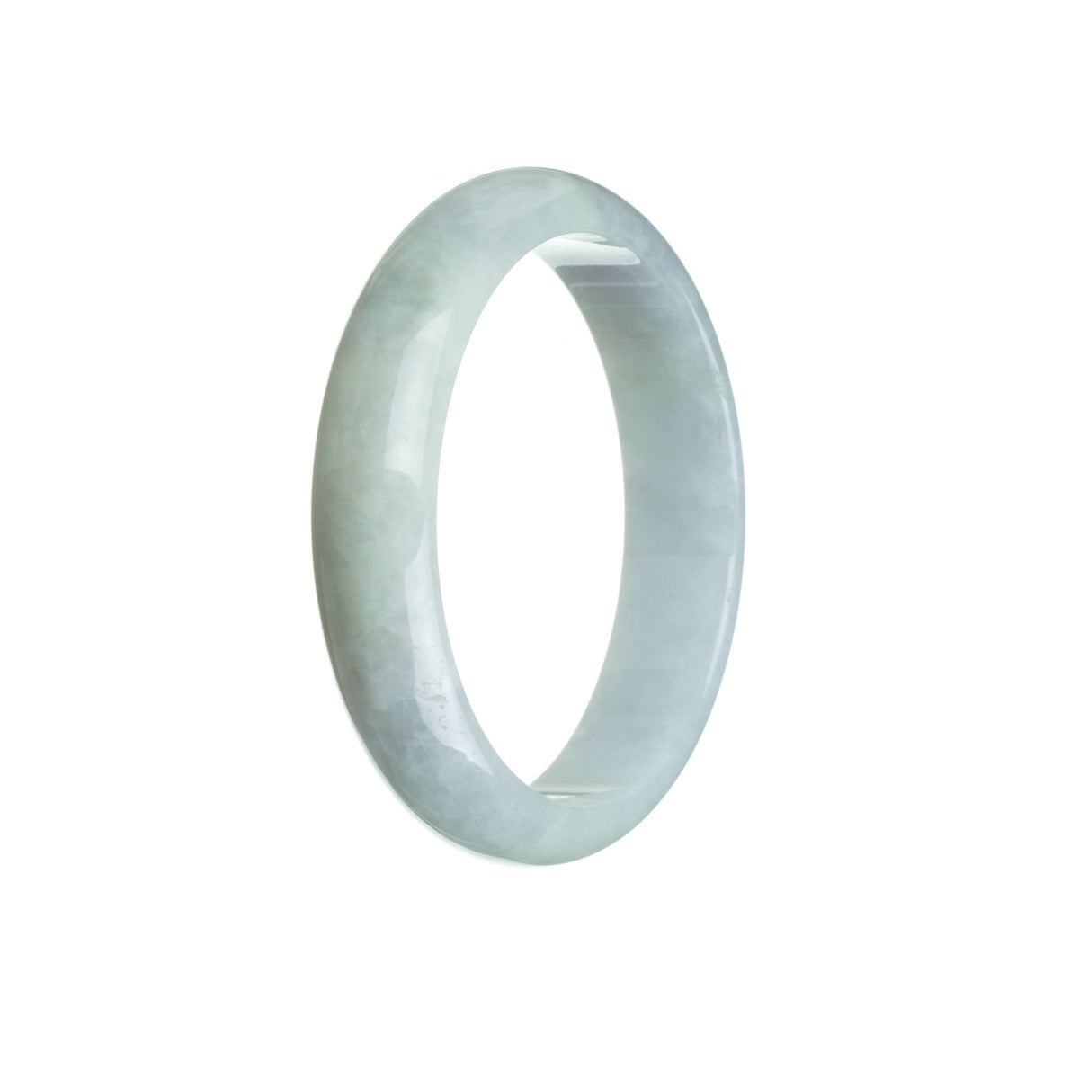 Authentic Grade A Very pale green with hints of Lavender Burma Jade Bracelet - 56mm Half Moon