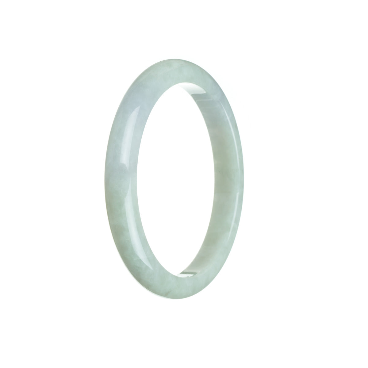 A beautiful pale green jade bracelet with a semi-round shape, measuring 56mm. Made with genuine Grade A jade by MAYS™.