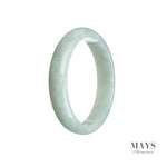 A beautiful pale green and lavender jade bracelet in the shape of a half moon, measuring 56mm.