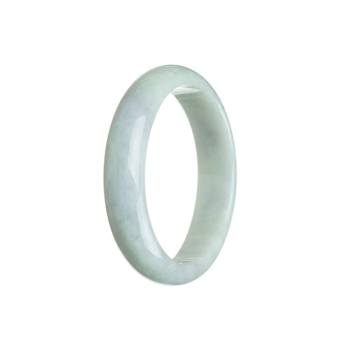 A pale green and lavender jadeite jade bracelet, certified Grade A. The oval-shaped bracelet measures 56mm.
