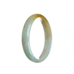 Authentic Type A Pale green with yellow Jadeite Jade Bracelet - 58mm Half Moon