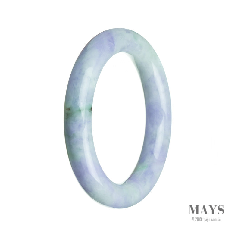 A round, lavender-colored Burma Jade bangle bracelet, 57mm in size, showcasing the genuine Type A quality. Designed by MAYS.