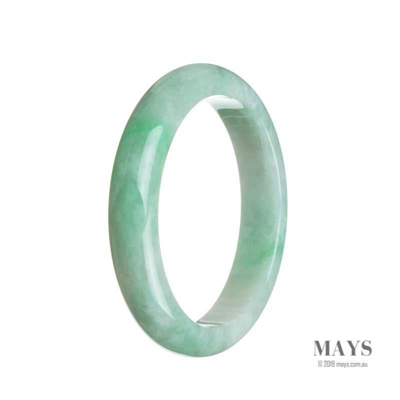 61mm White, Green Burmese Jadeite Jade Bangle Bracelet - MAYS