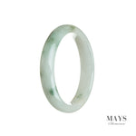 55mm White, Green Burmese Jadeite Jade Bangle Bracelet - MAYS