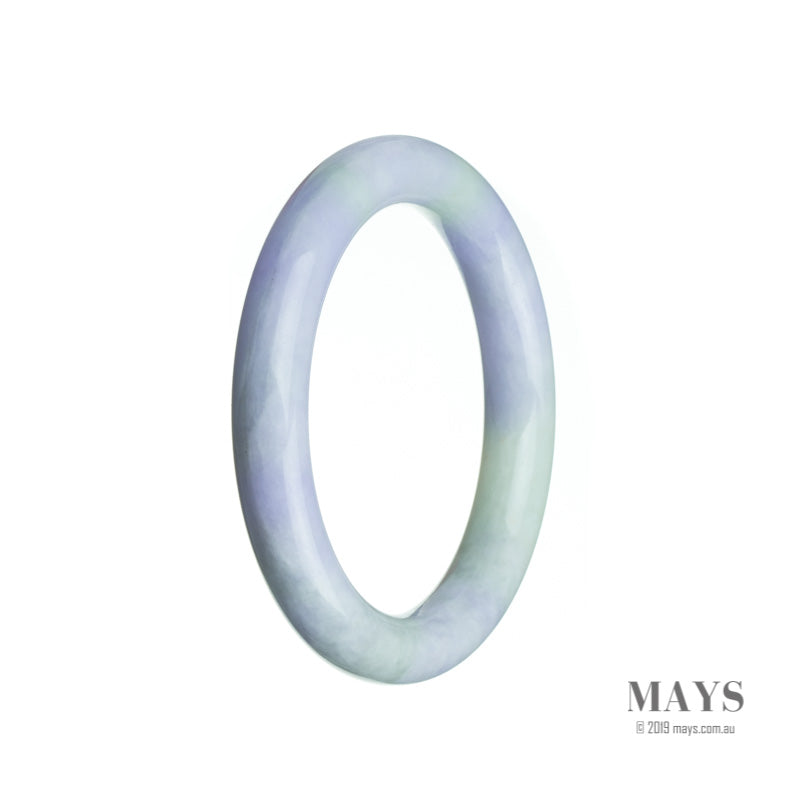 A round lavender and green jade bangle bracelet with a traditional design - 54mm size.