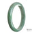 A half moon-shaped Burma Jade bangle bracelet with a beautiful brownish green color, made from authentic Grade A jade.
