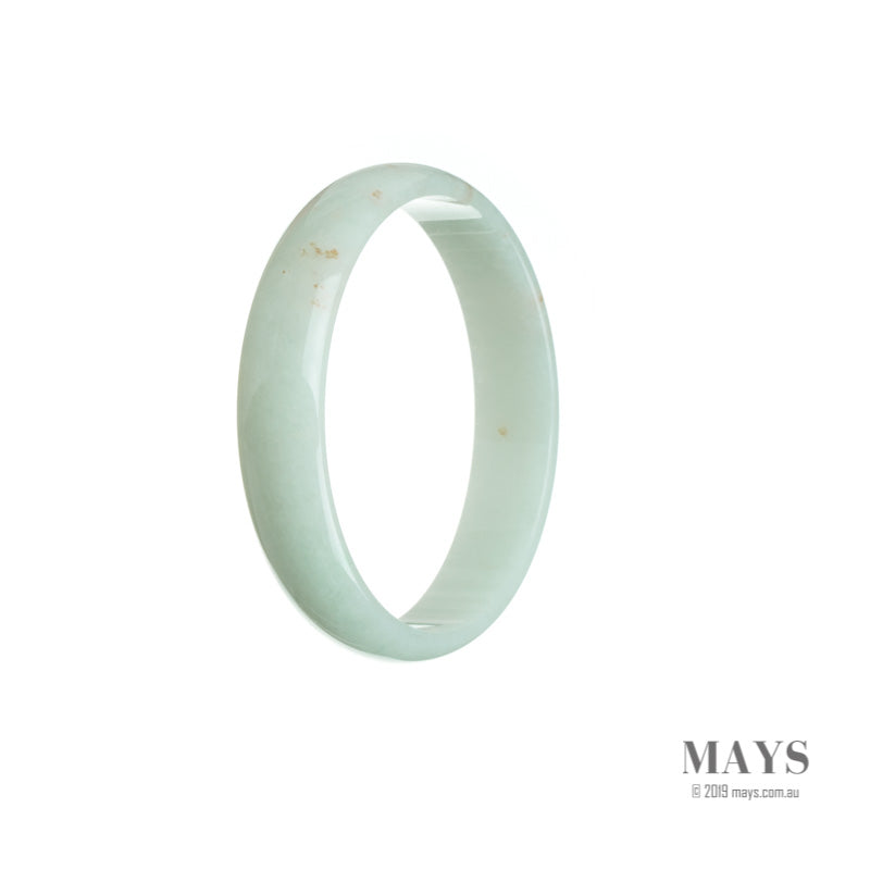 A pale green Burma Jade bracelet with a flat shape, measuring 52mm. Certified Grade A by MAYS GEMS.