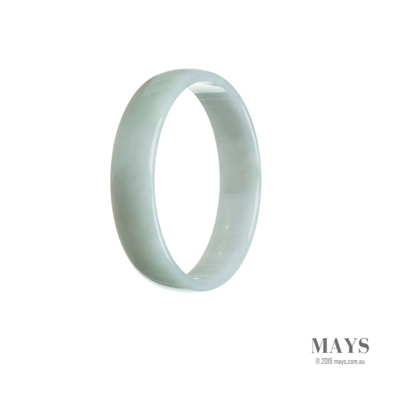 A close-up image of a white traditional jade bangle with a flat surface, measuring 52mm in diameter.
