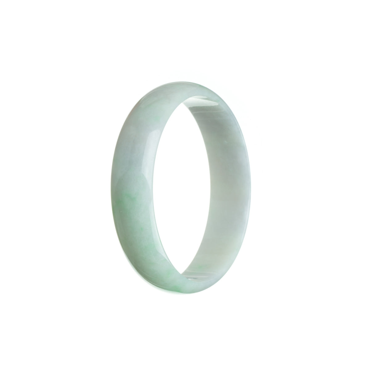 Authentic Grade A Green Lavender White Burmese Jade Bangle Bracelet - 52mm Flat