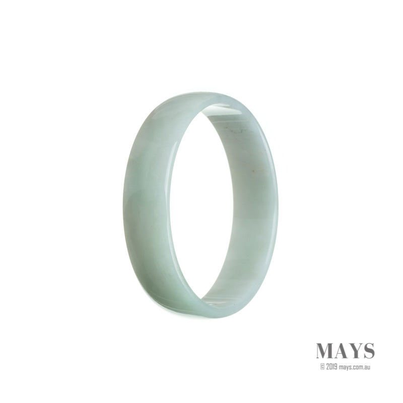 A beautiful white Burmese jade bangle with a flat design, measuring 53mm in size.