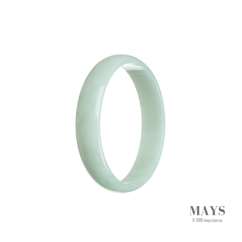 A close-up image of a flat, 52mm white traditional jade bracelet.