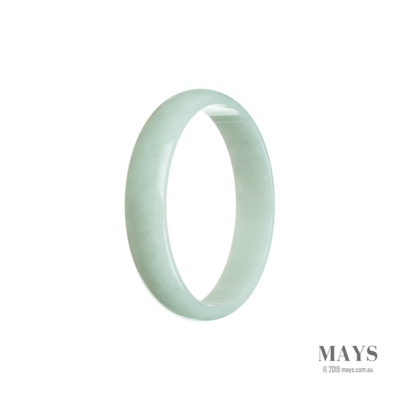 A flat, untreated white jadeite jade bangle with a 52mm diameter.