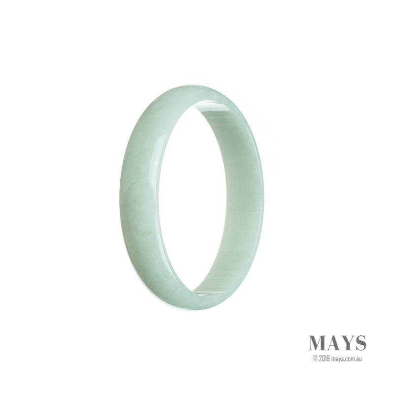 A delicate, pale green Jadeite bangle bracelet with a flat design, measuring 52mm in size.