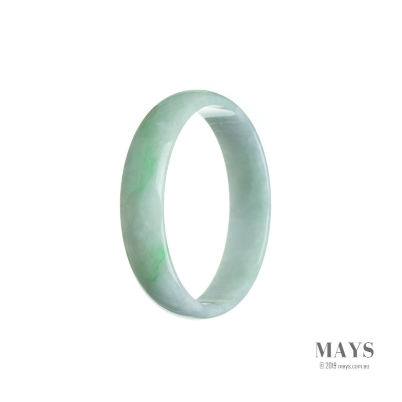 52mm Green, White Burmese Jadeite Jade Bangle Bracelet - MAYS