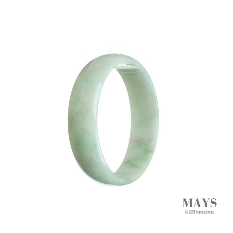 52mm Green, White Burmese Jadeite Jade Bangle Bracelet - MAYS