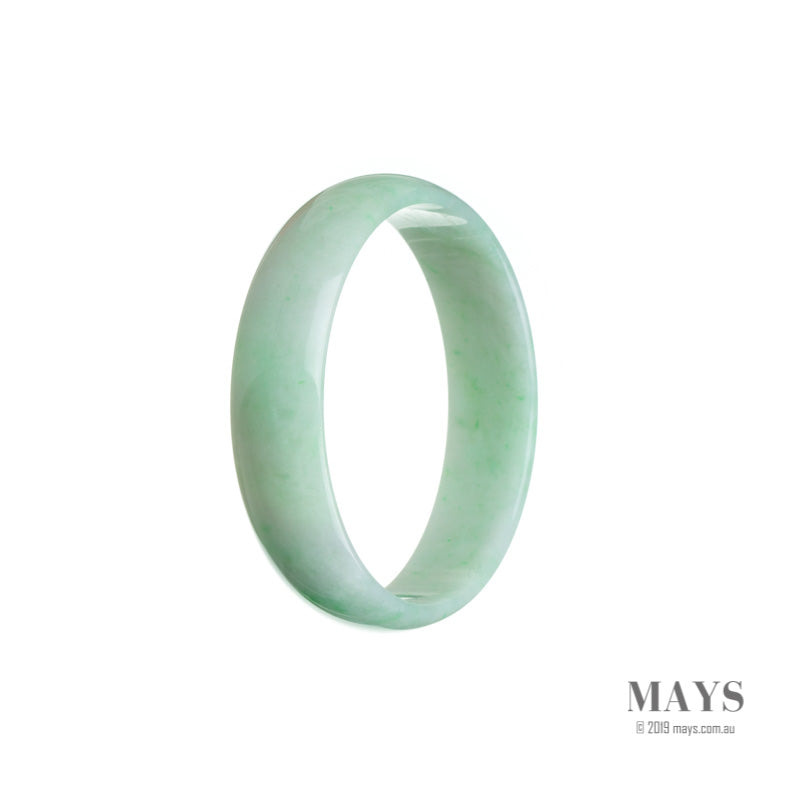 A light green jade bangle bracelet with a flat design, measuring 52mm.