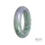 Image of a half moon-shaped jade bracelet with a green and lavender color combination. The bracelet is made of authentic Grade A jade and has a traditional design. The diameter of the bracelet is 52mm. This product is sold by MAYS.